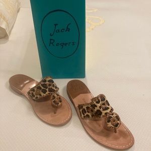 Leopard Print Safari Capri Jack Rogers Calf Hair Size 7